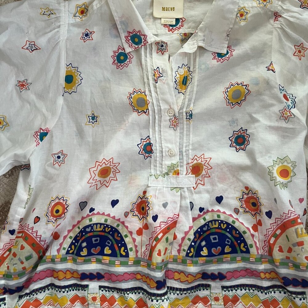 Anthropologie Maeve Eliot popover bell sleeves boho top women's size M - Picture 4 of 5